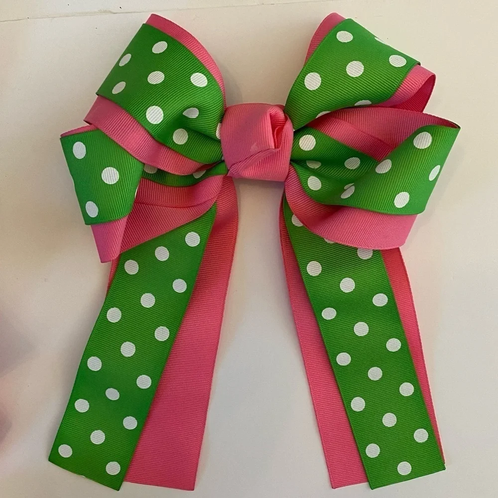 Big Girl’s Handmade Hair Bows Bundle - Lot of 12